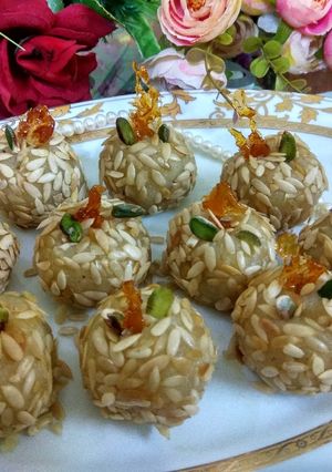 A picture of Pineapple laddoos.
