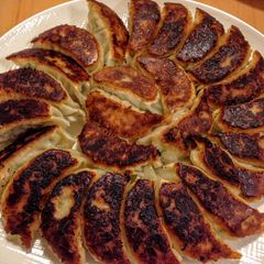 A picture of Gyoza (Japanese Pan-Fried Dumplings).