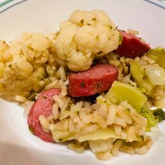 A picture of Cauliflower and Beef Kielbasa.