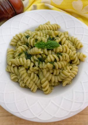 A picture of Summer Pasta and Peas with Basil-Lemon Oil.