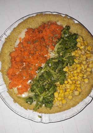 Una foto de "Pizza" con base de arroz
