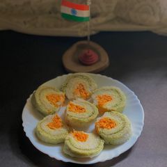 A picture of Tricolour Pinwheel Sandwiches.