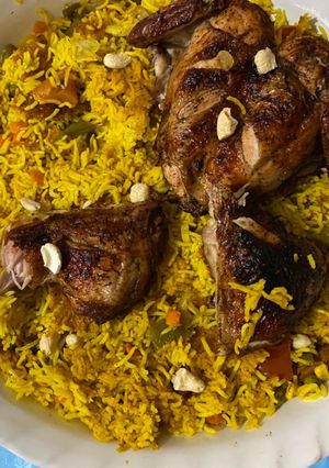صورة لوصفة دجاج مشوي وارز بالخضار