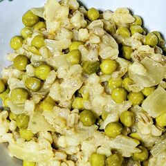 A picture of Pea barley "risotto" (vg).