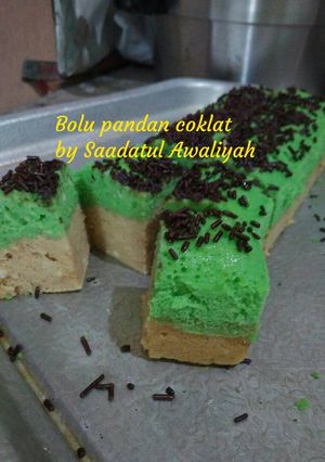 Foto resep 7. Bolu Pandan Coklat Kukus