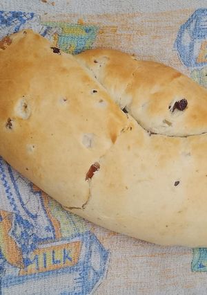 Una foto de Stollen (pan dulce de Navidad Alemán)