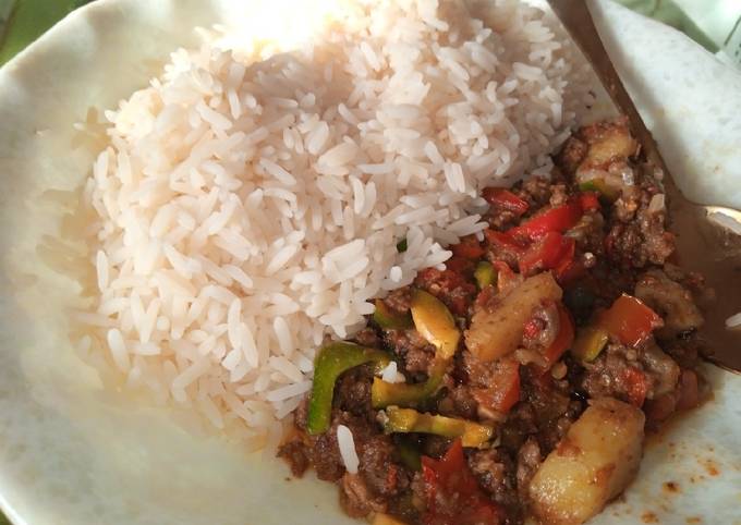 Mincemeat Sauce With White Rice Recipe Recipe Place