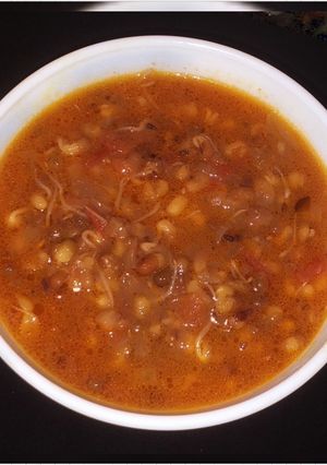 A picture of Sprouted moong matki sabji.