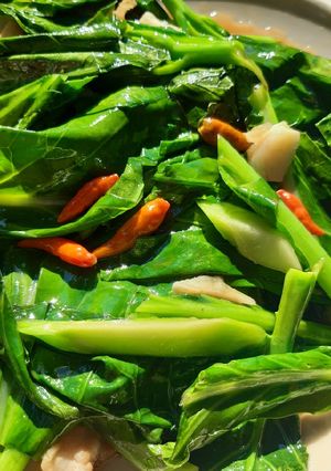 รูปของ "คะน้าน้ำมันหอย" Stir Fried Kale with Oyster Sauce🌿🧄🌶