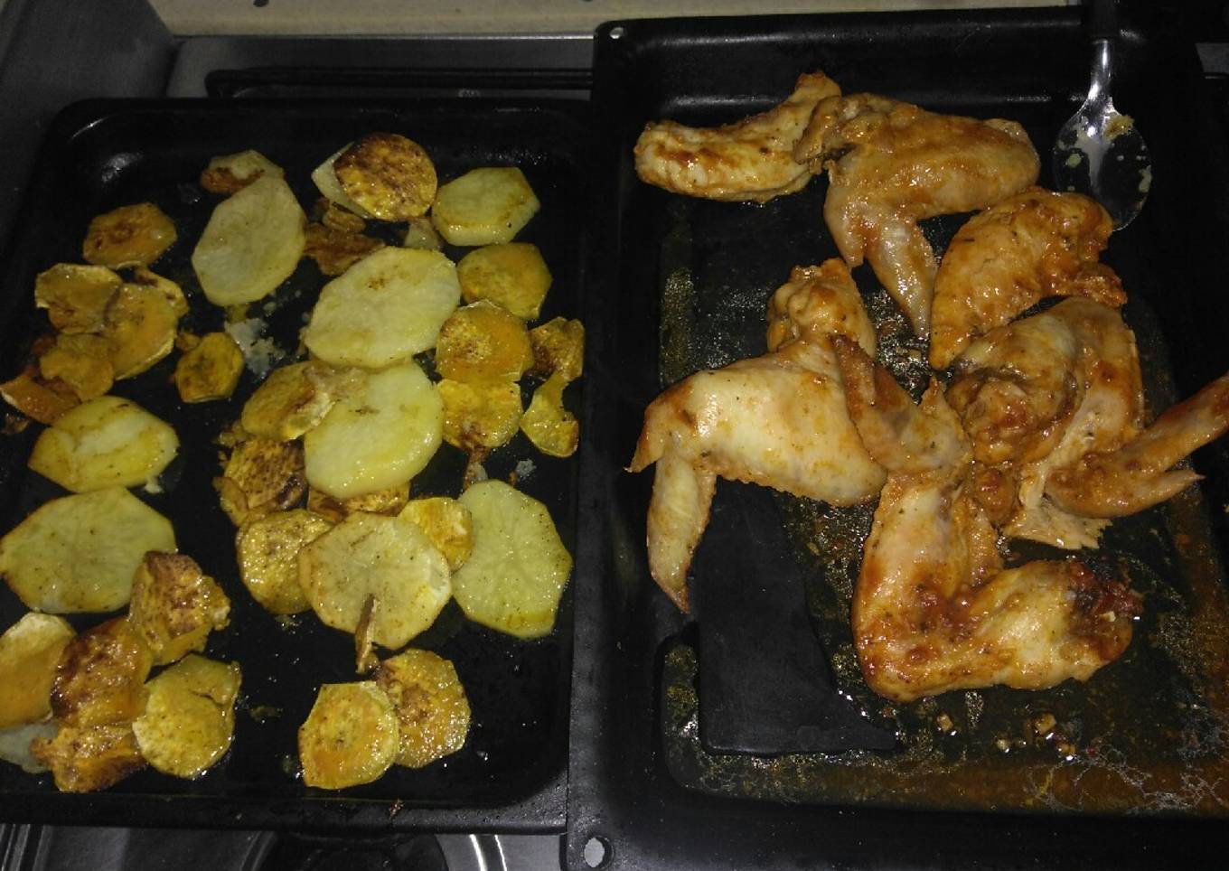 Alitas con papa y batata
