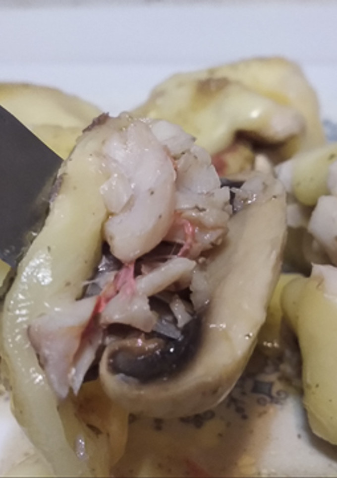 Una foto de Champiñones rellenos con salmonetes