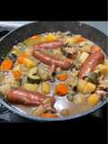 Potée aux saucisses fumées, lard et légumes