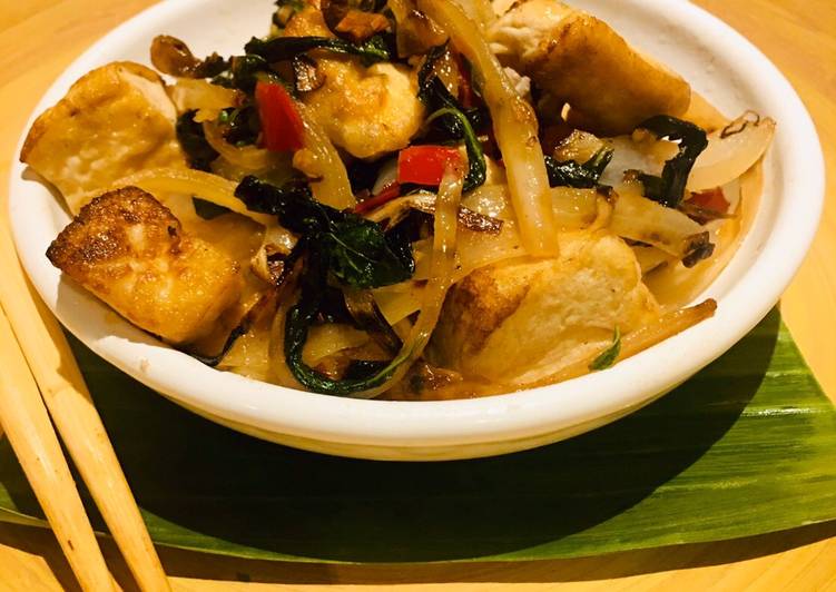 Easiest Way to Prepare Homemade Tofu Kra Pow Kung - vegan 🌱