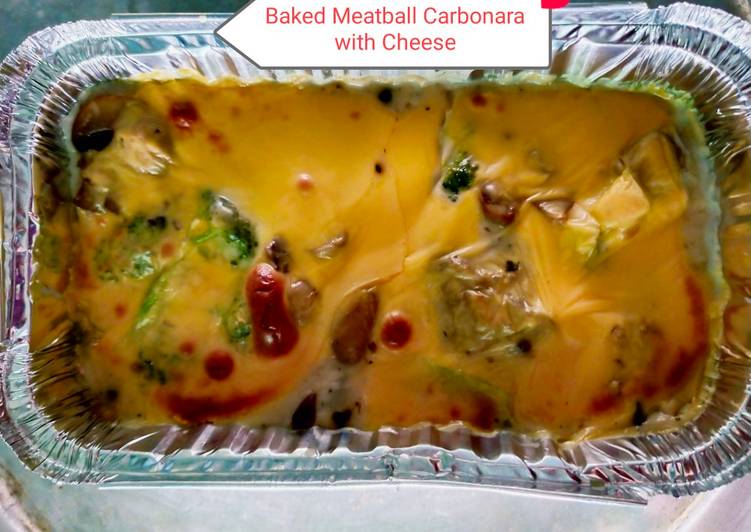Resepi Baked Meatball Carbonara with Cheese yang Yummy