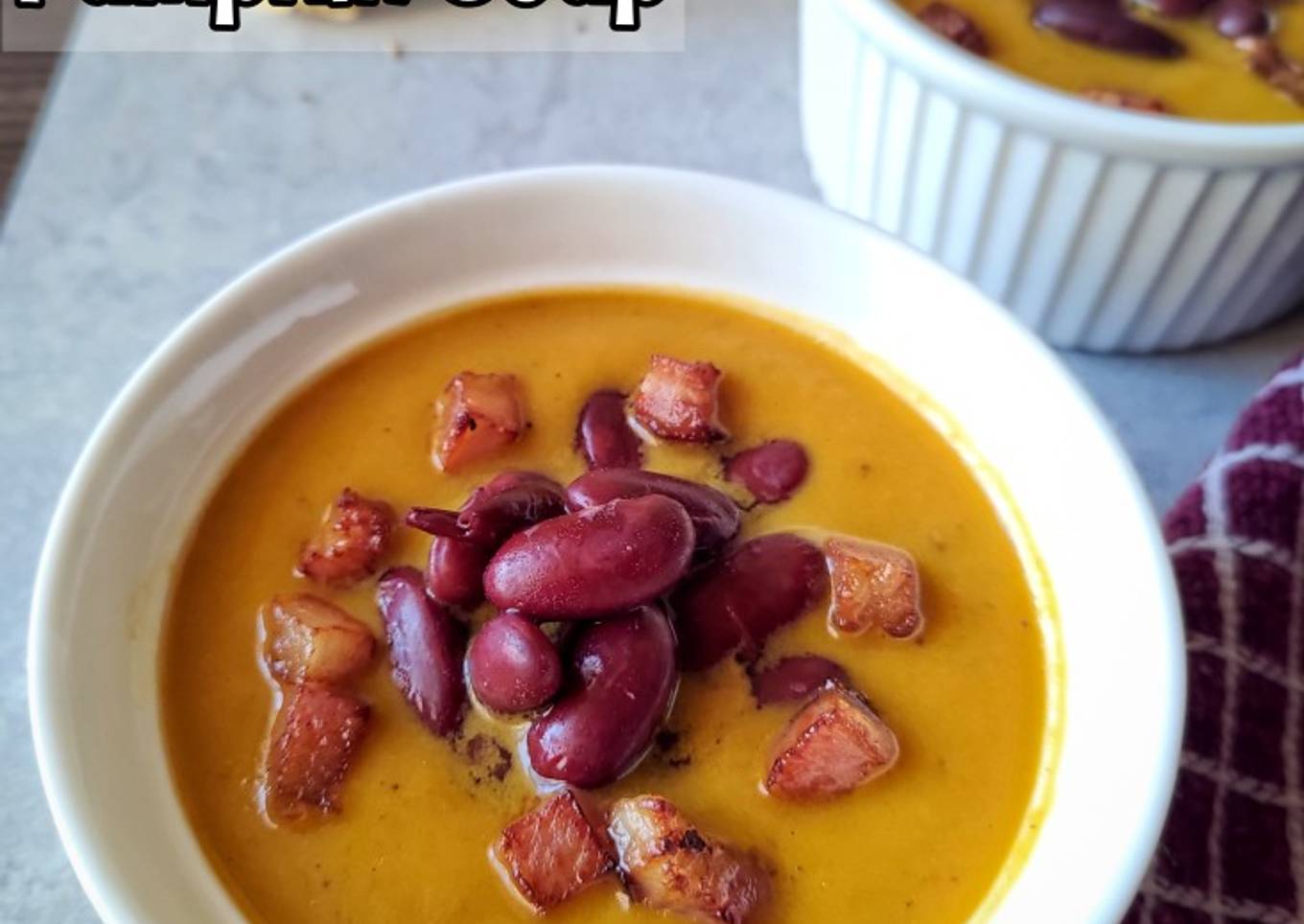 Pumpkin Soup with Red bean and Bacon (Wajib coba! 😋👍)