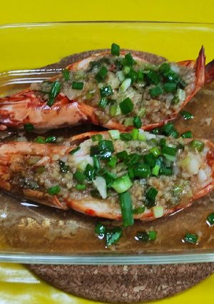 รูปของ กุ้งลายเสือนึ่งกระเทียม