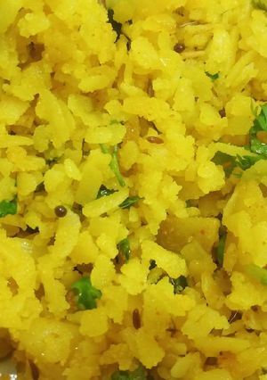 A picture of Indian Most Popular breakfast Poha Recipe.