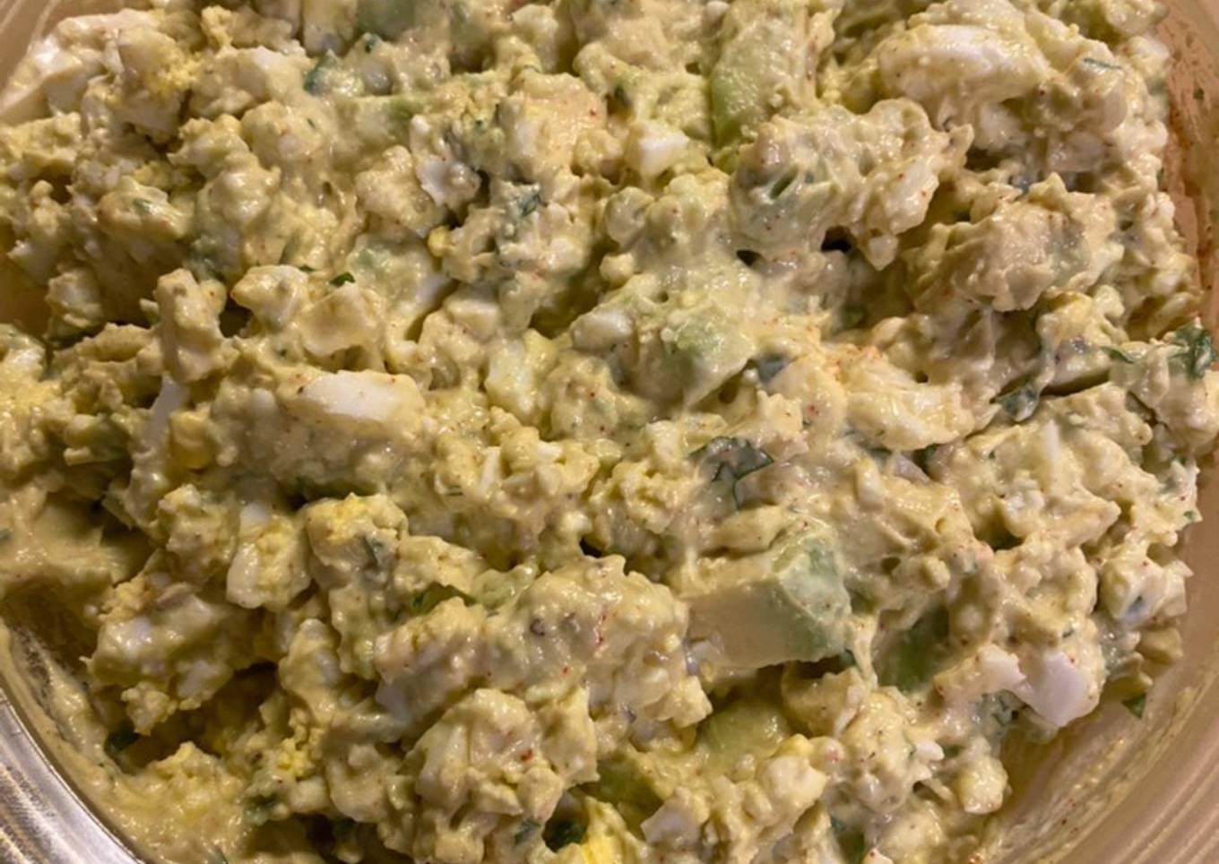 Delicious egg salad with avocado