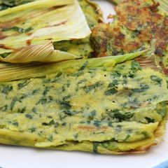A picture of Corn and Spinach Panki.