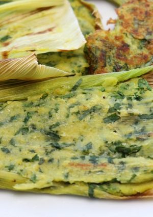 A picture of Corn and Spinach Panki.
