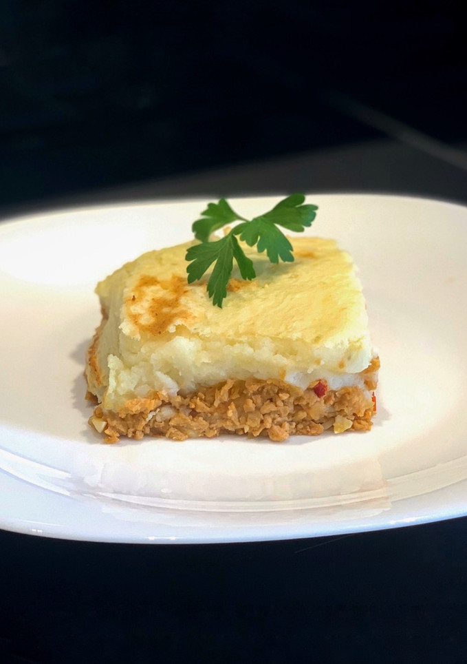 Una foto de Pastel de “carne” vegetariano/vegano con soja texturizada