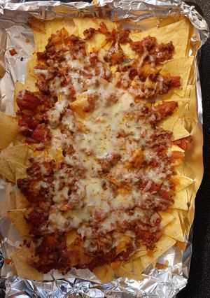 A picture of Spicy Lamb Mince Nachos.