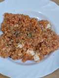 Arroz integral con tomate frito casero y huevos