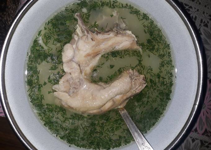 Куриный суп (Токмач по татарски) с домашней лапшой