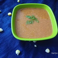 A picture of Beetroot sweetcorn soup.
