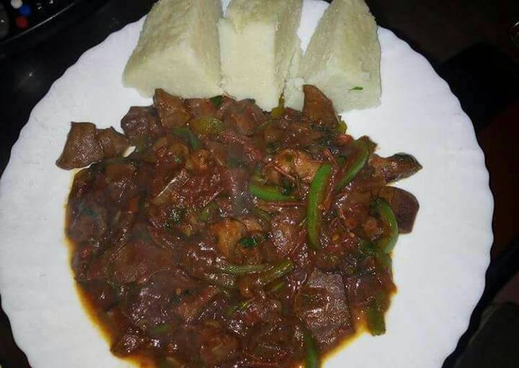Steps to Prepare Cooking Liver stew and ugali

