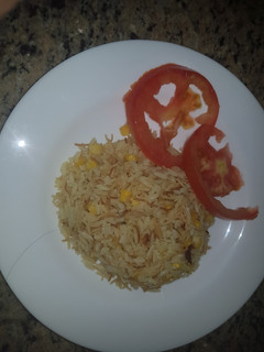 Una foto de Arroz con choclo y cabello de ángel..