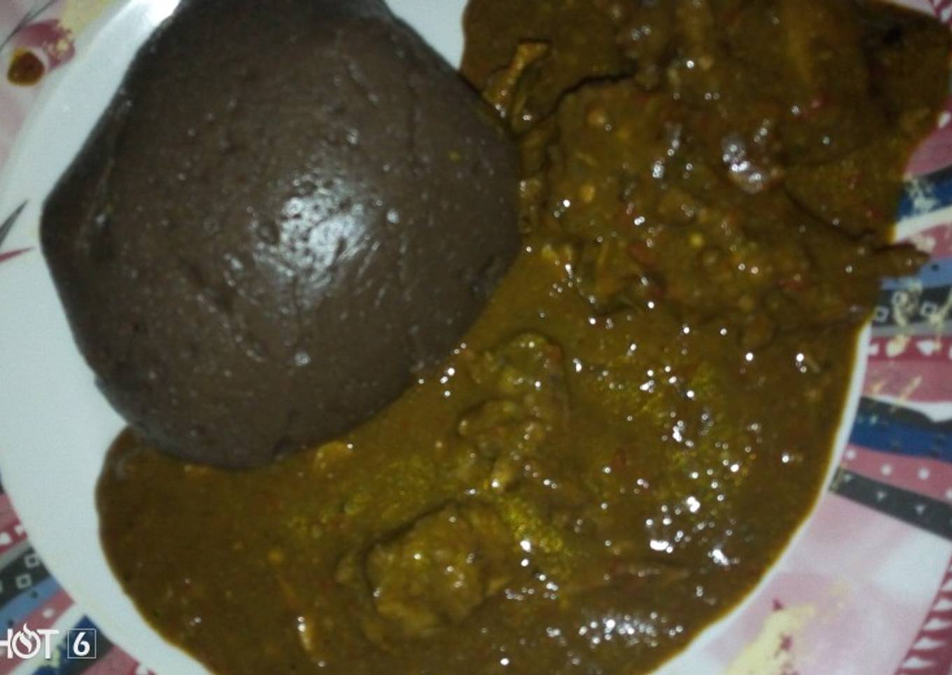 Amala with dry okro soup