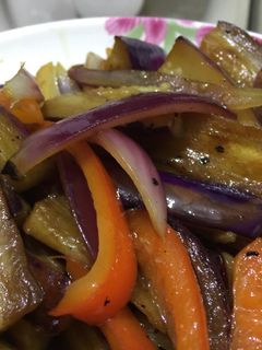Foto resep Oseng terong paprika kecap asin