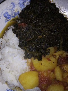 A picture of Rice with kienyeji and viazi#weeklyjikonichallenge.