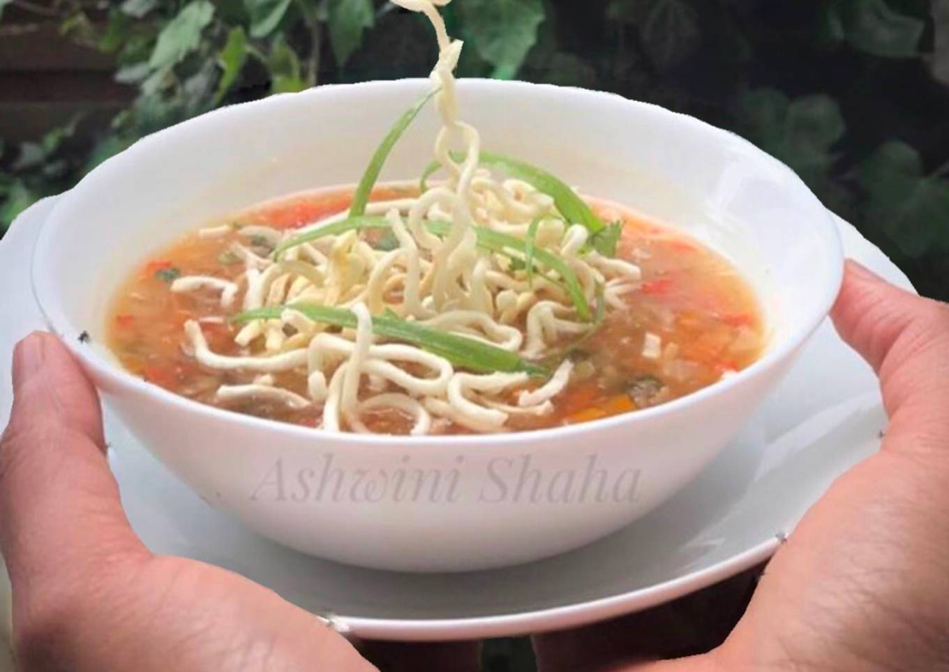 Mango soup with vegetables