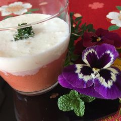 A picture of Tomato soup with Japanese Miso.