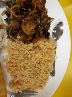 A picture of Butter Couscous with Chilli Garlic Mushrooms.