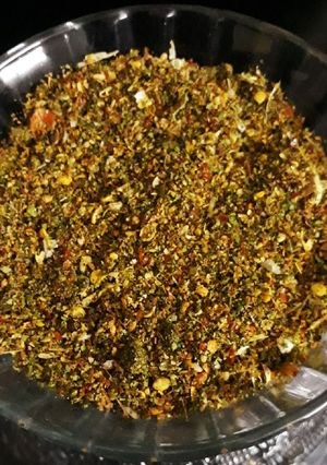 A picture of Flax seed Curry leaves Karam Podi (gun powder).