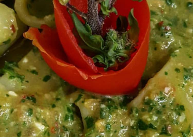 Calamarata con pesto di rucola