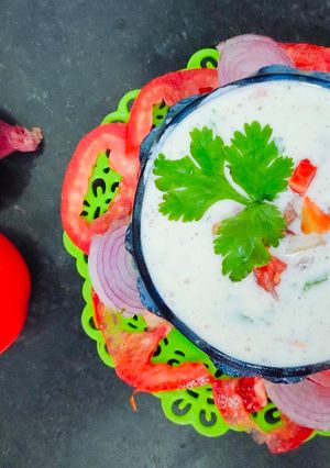 A picture of Onion Tomato Raita.