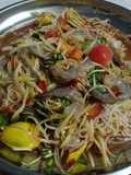 ตำกุ้งสด ขนมจีน