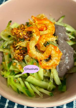 Hình của món Gỏi dưa leo tôm khô + mắm tôm.
