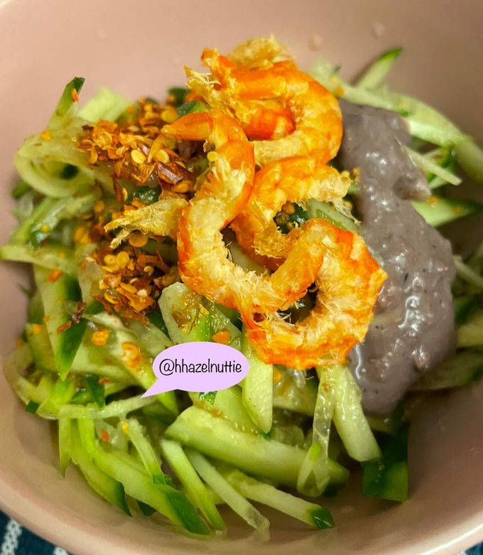 Hình của món Gỏi dưa leo tôm khô + mắm tôm.