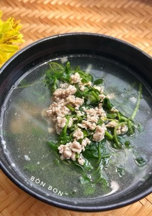 Hình của món Canh xà lách xoong nấu thịt băm.