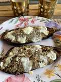 Berenjenas Rellenas de Quinoa y Atún, Gratinadas con Queso Azul y Pecorino!!!!!