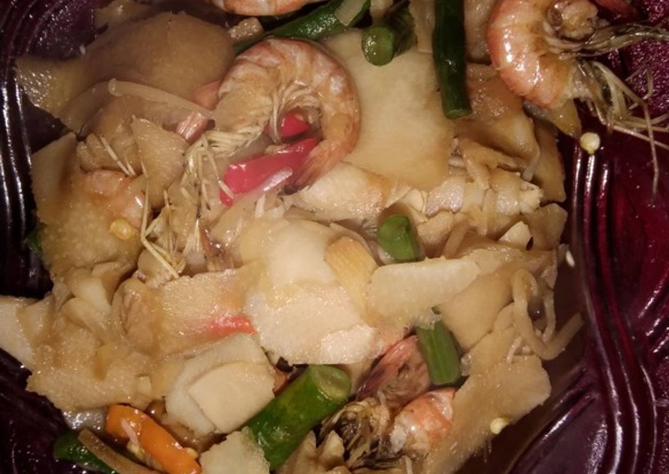 Oseng Rebung Udang Kacang Panjang