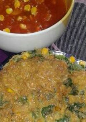 Foto resep Telur bebek dadar bayam jagung with western sauce_^