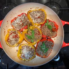A picture of Stuffed peppers with low fat beef mince meat For Jamo.