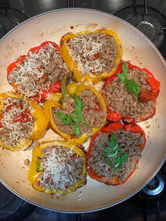 A picture of Stuffed peppers with low fat beef mince meat For Jamo.