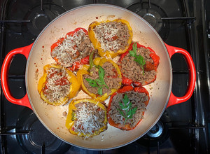 A picture of Stuffed peppers with low fat beef mince meat For Jamo.